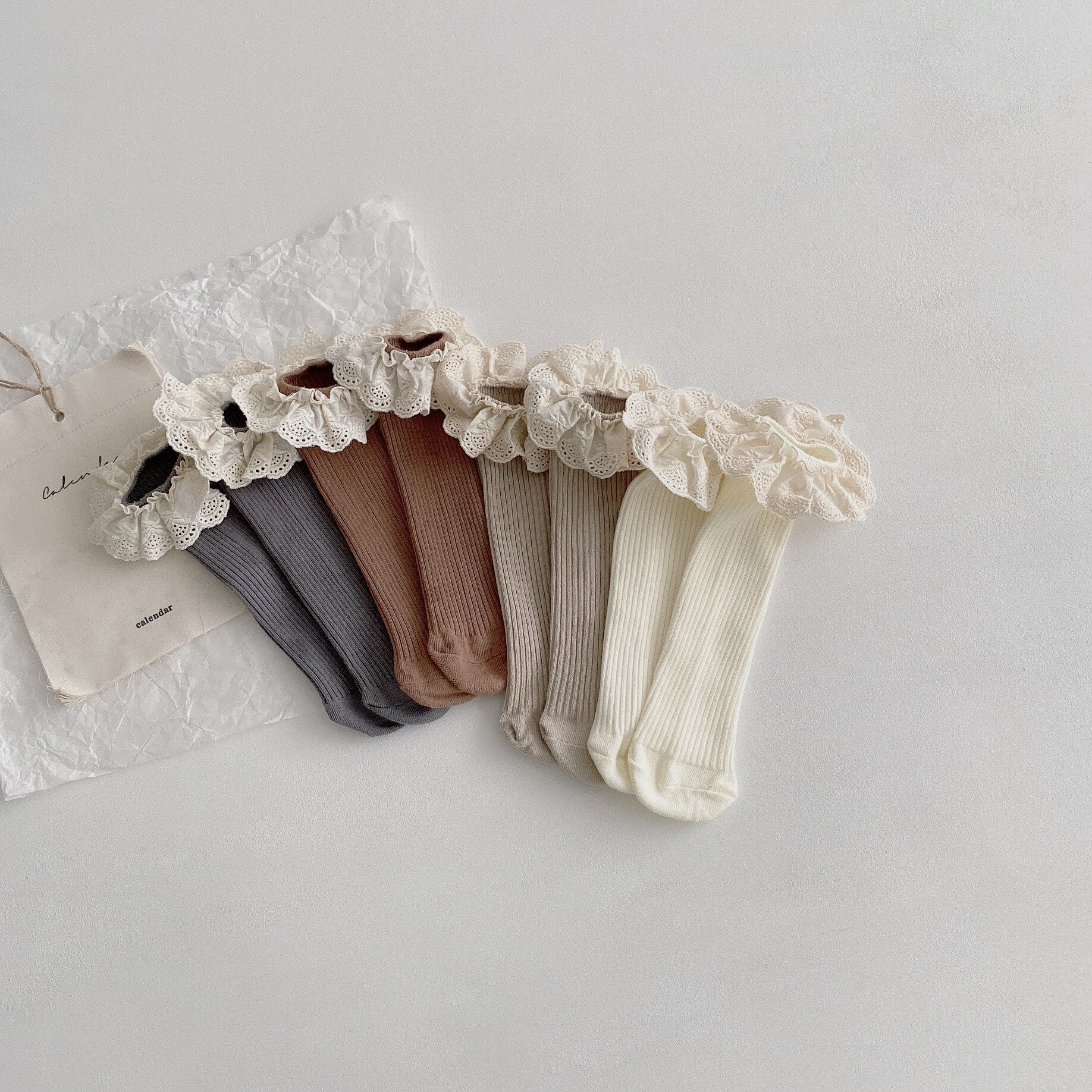 Baby Girls Knee Length Soft Cotton Socks, 4 Pcs