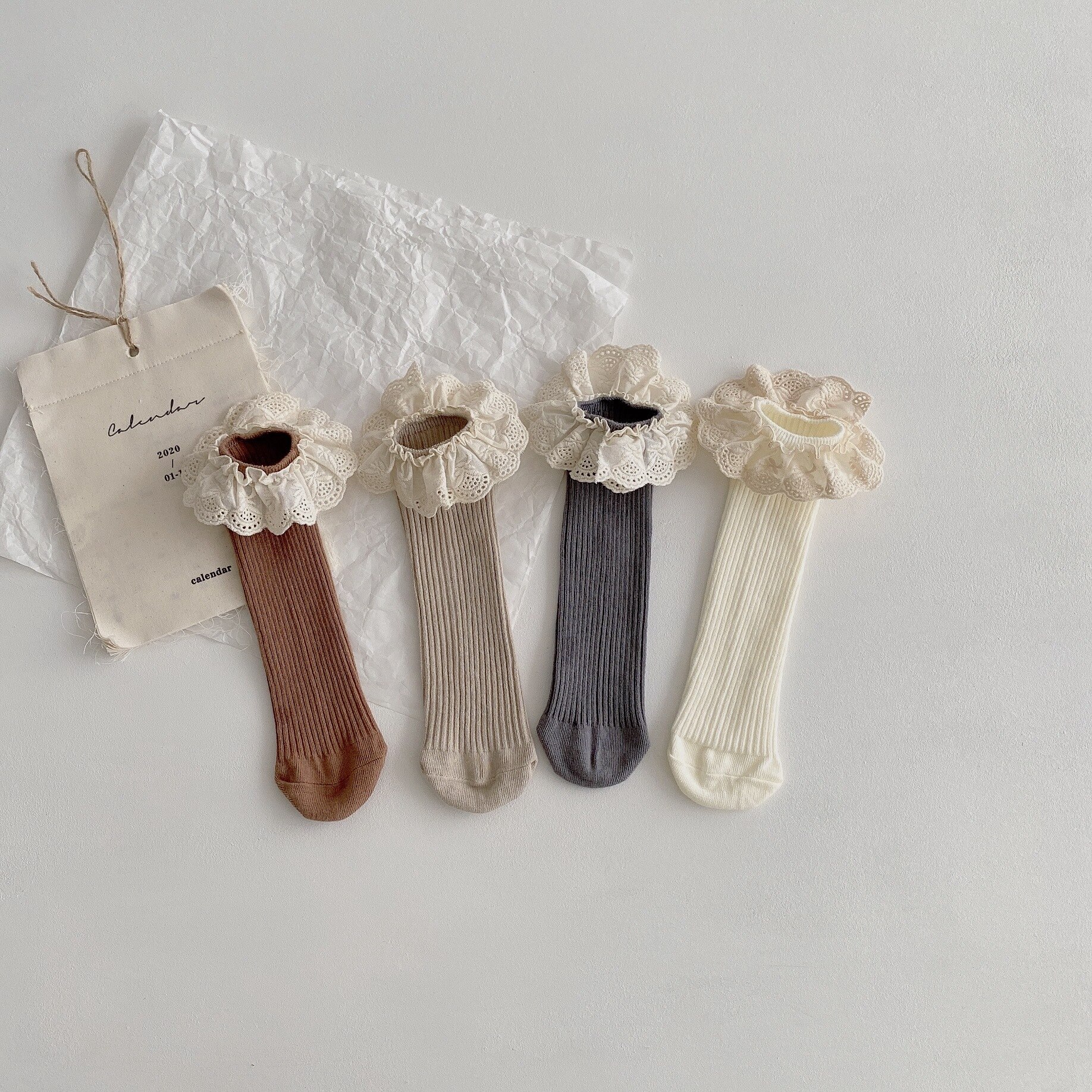 Baby Girls Knee Length Soft Cotton Socks, 4 Pcs