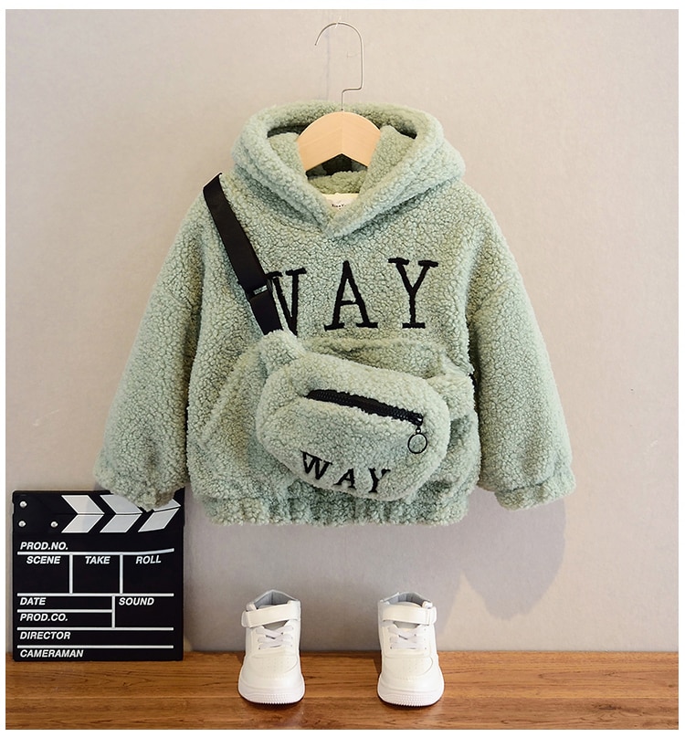 Kid's Plush Hoodie with Bag