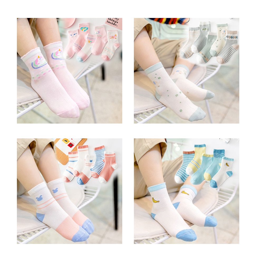 Baby's Unicorn Thin Cotton Socks 5 Pairs Set
